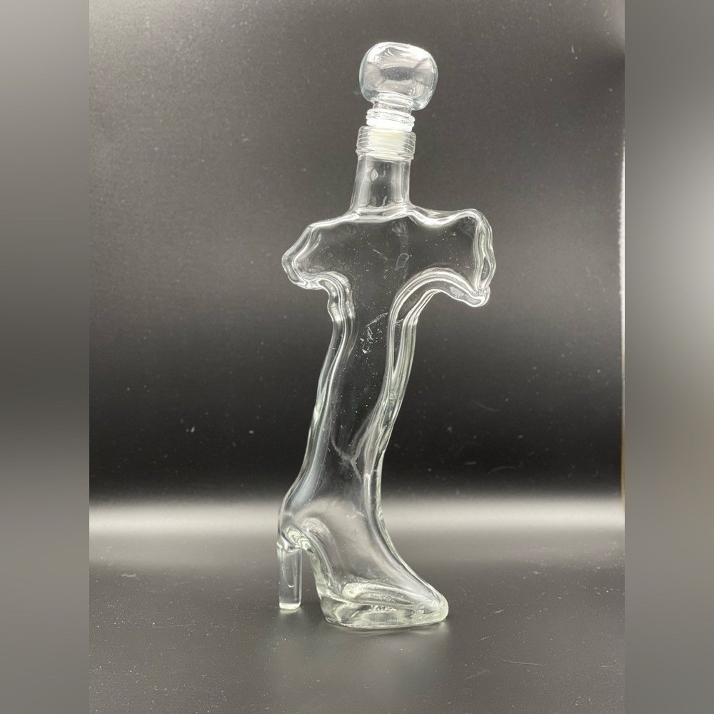 Clear Glass High Heel Boot Torso Decanter Bottle with Stopper Barware Decor
